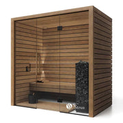 Termo Pure Innensauna - Wärmebehandeltes Holz von Savne Štrus mit Glastür, Holzbänken und Saunaofen