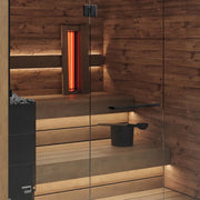 Savne Štrus Tyrol Innensauna - Alpenländisches Design mit Holzverkleidung, Infrarotstrahler und Glastür