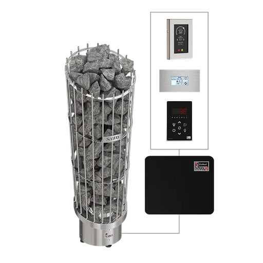 SAWO Phoenix NS Saunaofen mit Steinen, Edelstahlkorb und digitalen Steuerungskomponenten