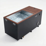 Swedish Cold Generation 4S Eisbad 190x78x87 mit offenem Deckel und Holzumrandung, Eisbad für 1 Person
