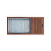 Swedish Cold Generation 4S Eisbad 190x78x87 Draufsicht mit braunem Holzrahmen und glasiertem Beckenbecken für 1 Person