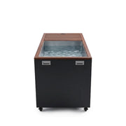 Swedish Cold Generation 4S Eisbad 190x78x87 für 1 Person mit brauner Holzabdeckung und schwarzem Korpus