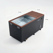 Swedish Cold Generation 4S Eisbad 190x78x87 mit Holzabdeckung, schwarzem Korpus und Abmessungen (175cm x 73cm x 75cm)