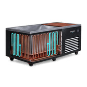 Swedish Cold Generation 5 Eisbad mit integrierter Kühlung, schwarzes Design mit leuchtend türkisen und kupferfarbenen Kühlspiralen