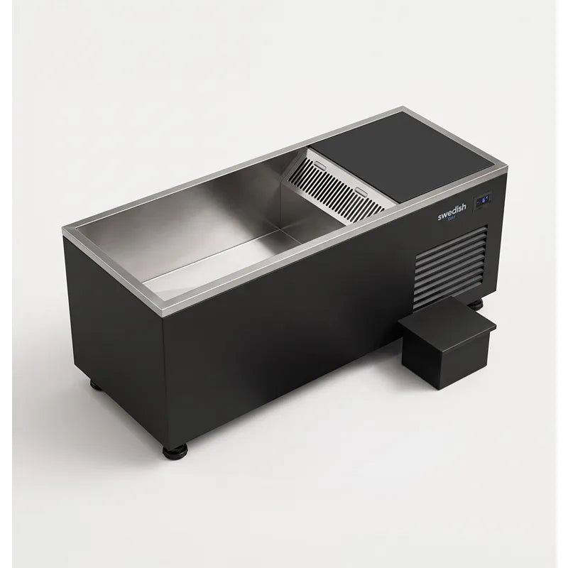 Swedish Cold Generation 6 Commercial Eisbad mit Edelstahlbecken, Kühleinheit und Tritthocker für gewerbliche Nutzung