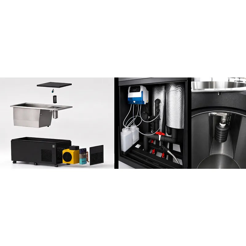 Swedish Cold Generation 6 Commercial Eisbad Technik und Komponenten mit Kühlaggregat und Rohrsystem