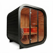 Swedish Cold Grand Escape Gartensauna 4 Personen 90°C mit schwarzem Außengehäuse und Holzinnenraum