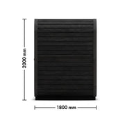 Swedish Cold Grand Escape Gartensauna 4 Personen 90°C Frontansicht mit Abmessungen 1800 x 2000 mm