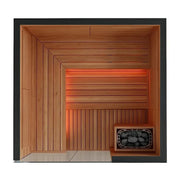 Swedish Cold Hybrid-Sauna Infrarot + Traditionell 4-6 Pers mit Holzbank, Infrarotheizung und Saunaofen