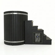 Swedish Cold Nordic Tub Eisbad 198x78x118 für 1 Person - schwarze Eisbadewanne mit Treppeneinstieg und Kältemaschine