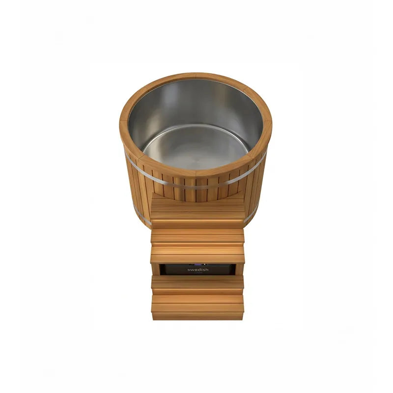 Swedish Cold Nordic Tub Eisbad 198x78x118 für 1 Person mit Holzverkleidung und Edelstahlinnenbecken