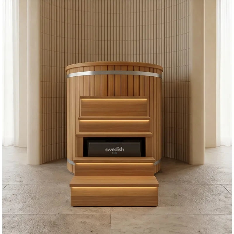 Swedish Cold Nordic Tub Eisbad 198x78x118 für 1 Person aus Holz in modernem Innenraum