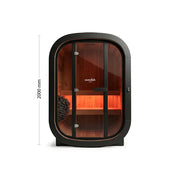 Swedish Cold Private Escape Gartensauna 2 Personen 90°C mit schwarzem Rahmen, Holzinnenraum und Glastür