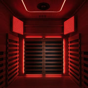 Swedish Cold Sanctuary Solo Infrarot-Innensauna 1 Person Innenraum mit roter Infrarotstrahlung und Holzbänken