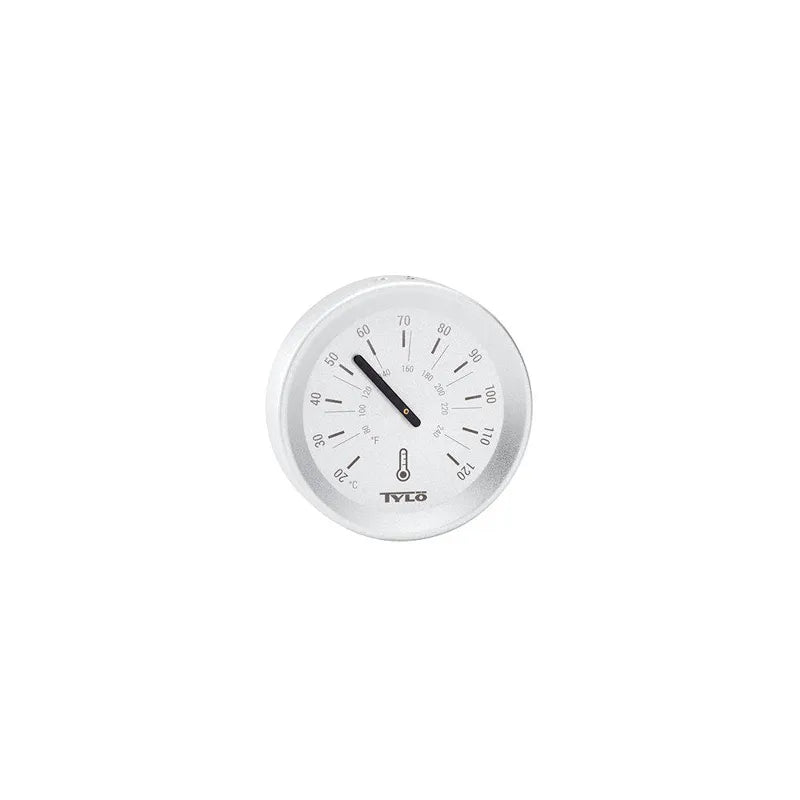 Tylö Brilliant Sauna-Set Eimer & Kelle Silber - Sauna-Thermometer mit Temperaturskala in Celsius und Fahrenheit
