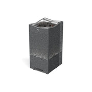 Tylö Crown Combi Saunaofen mit grauer Specksteinverkleidung, Elite Steuerung und offener Tür zur Steinlade, 6–10 kW