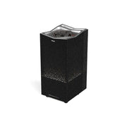 Tylö Crown Combi Saunaofen mit schwarzer Verkleidung, offenem Deckel und Saunasteinen, 6–10 kW