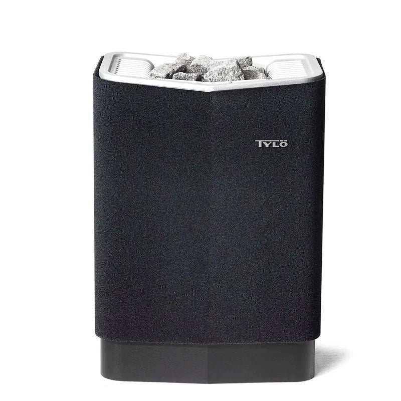 Tylö Sense Commercial 6/8 Saunaofen mit schwarzer Verkleidung und gefülltem Steinkorb, inkl. Saunasteine