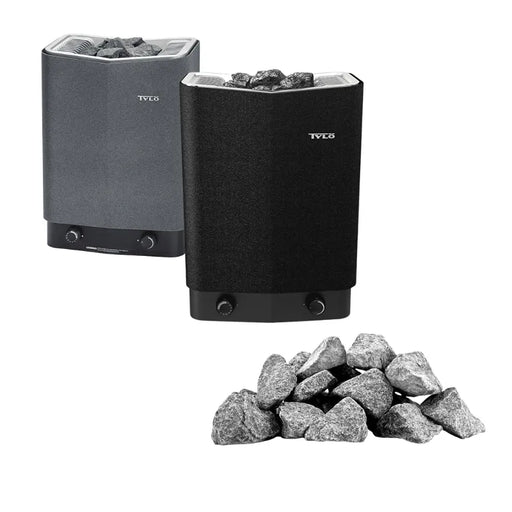 Tylö Sense Sport Saunaofen 6/8 kW in Grau und Schwarz mit Saunasteine und integrierter Steuerung