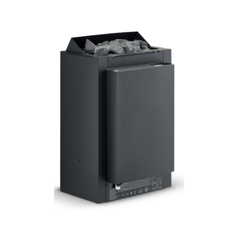 Infraworld Verdampferofen Hotline S5, 8 kW, anthrazit mit befülltem Steinbehälter und Bedienfeld