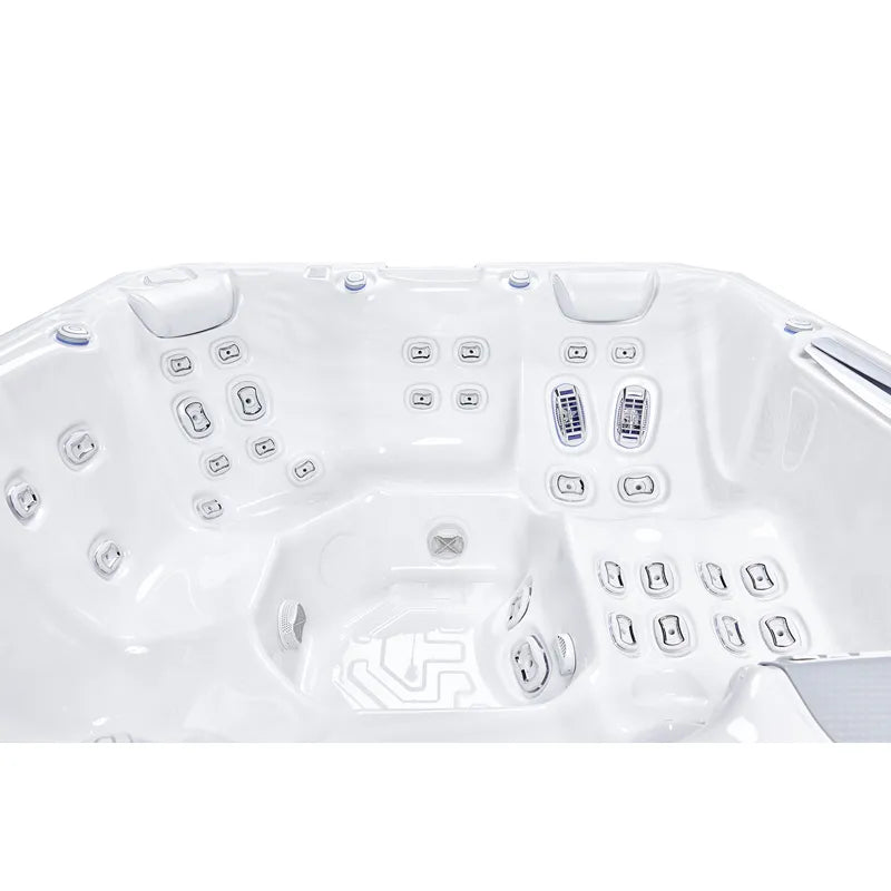 Wellis Atlas Life Premium Whirlpool Draufsicht mit 6 Sitzen, 43 Jets und Massagedüsen