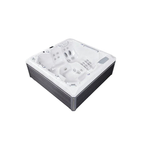 Wellis Atlas Life Premium Whirlpool von oben, 6 Sitze mit 43 Massagejets und Steuerungselemente