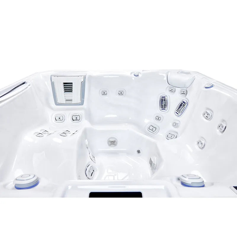 Wellis Atlas Life Whirlpool Innenansicht von oben mit 43 Jets, Düsen und Steuerungselementen