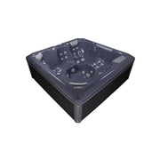 Wellis Atlas Life Premium Whirlpool mit 6 Sitzen und 43 Jets, Draufsicht auf dunkelblauem Becken mit Kontrollelementen