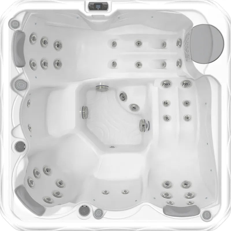Wellis Budapest Life Premium-Whirlpool Draufsicht mit Massagedüsen und Sitzen