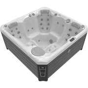 Wellis Budapest Life Premium-Whirlpool mit Massagedüsen, grauem Rahmen und weißem Innenbereich für 5 Personen