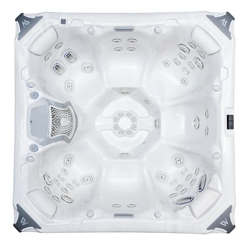 Wellis Elbrus Life Premium Whirlpool Draufsicht mit 7 Sitzplätzen und 61 Massagedüsen