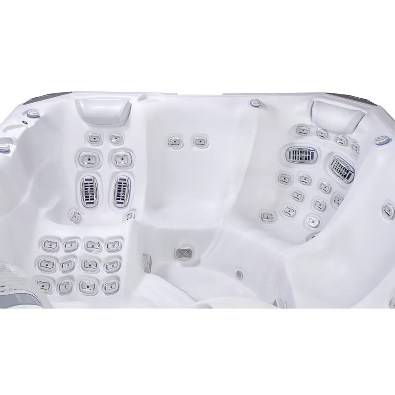 Wellis Everest Life Premium Whirlpool Draufsicht mit 5 Sitzplätzen, 68 Jets und Bedienelemente