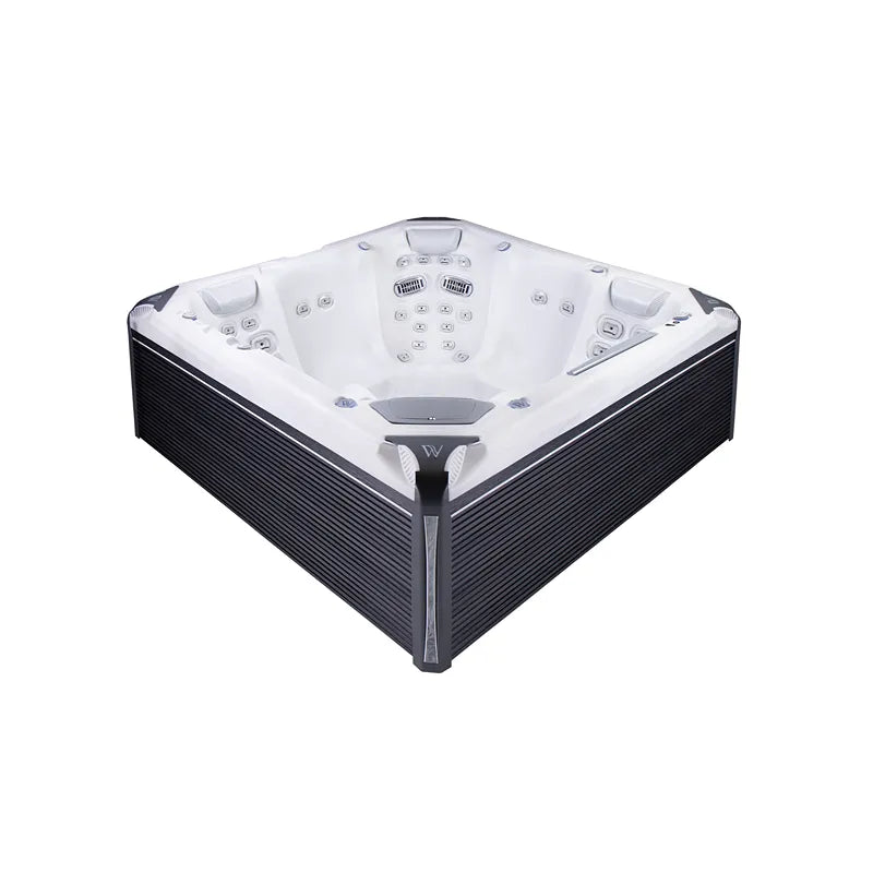 Wellis Everest Life Premium Whirlpool mit 5 Sitzen, 68 Jets, weißes Innenbecken, schwarze Außenwand