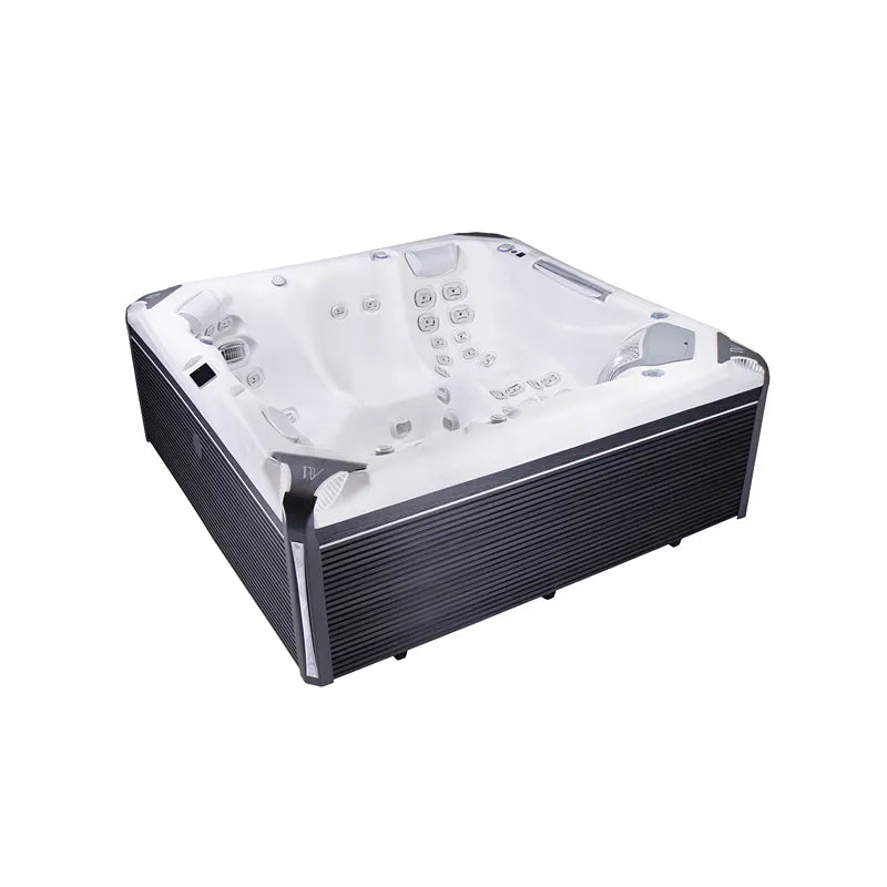 Wellis Everest Life Premium Whirlpool mit 5 Sitzplätzen, 68 Jets und weißem Innenraum, schwarzem Außenpaneel
