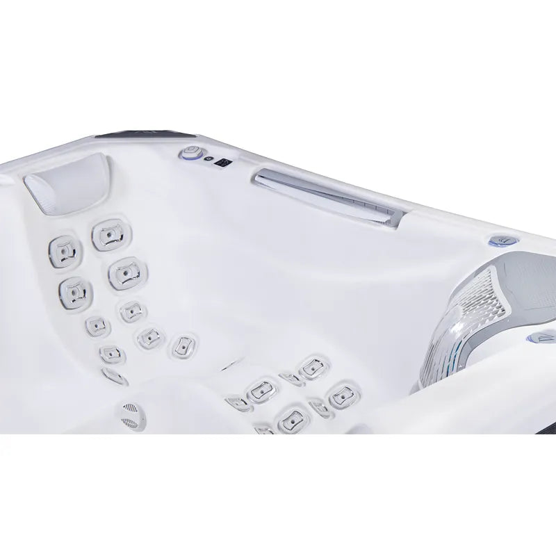 Wellis Everest Life Premium Whirlpool Draufsicht mit 68 Düsen und Steuerungselementen