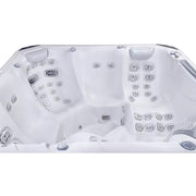Wellis Everest Life Premium Whirlpool Draufsicht mit 5 Sitzplätzen und 68 Jets, weiße Acrylwanne mit Düsensystem