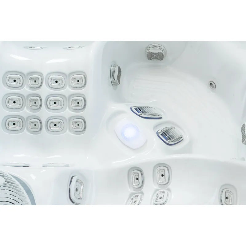 Wellis Everest Life Whirlpool Draufsicht mit 68 Jets, Massagedüsen und Sitzanordnung