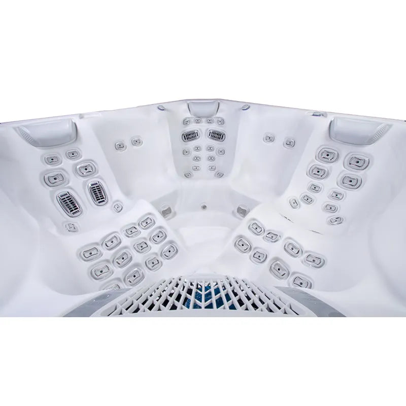 Wellis Everest Life Premium Whirlpool Innenansicht mit 68 Jets und 5 Sitzbereichen von oben