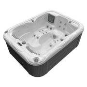 Wellis Firenze Life Premium-Whirlpool von oben mit weißem Becken, Massagedüsen und schwarzem Außengehäuse