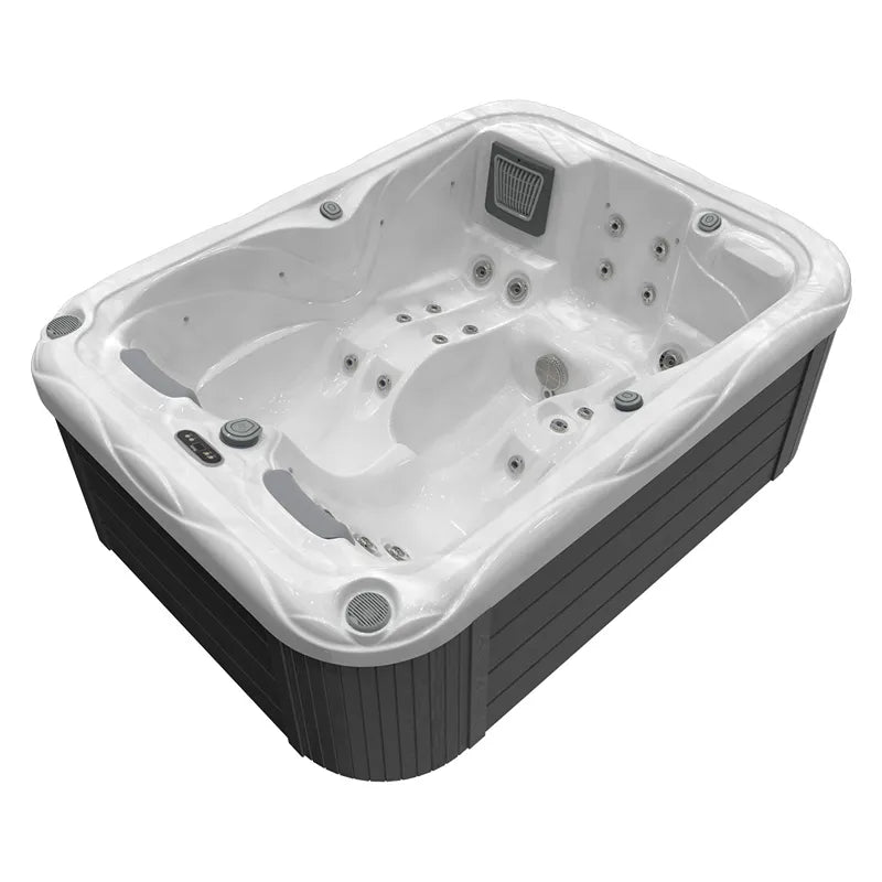 Wellis Firenze Life Premium-Whirlpool von oben mit weißem Becken, Massagedüsen und schwarzem Außengehäuse