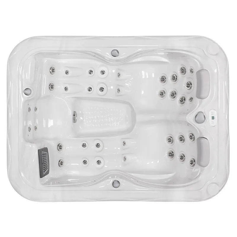 Wellis Firenze Life Premium-Whirlpool von oben mit Massagedüsen und Beckenform für 3 Personen
