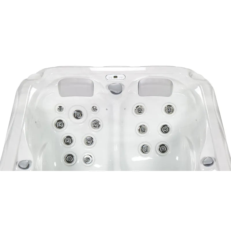 Wellis Firenze Life Whirlpool Draufsicht mit Massagedüsen und Bedienfeld
