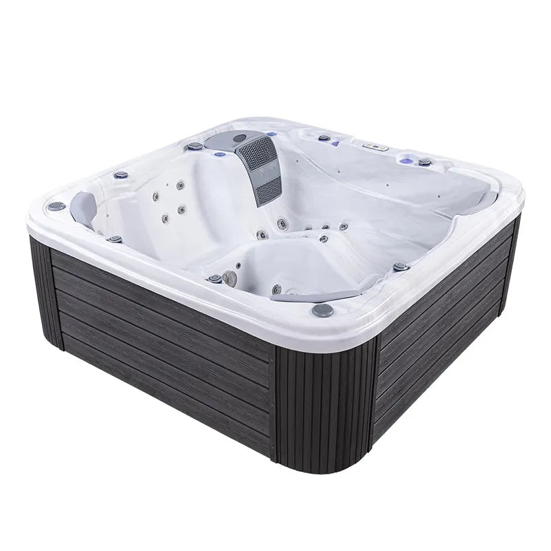 Wellis Lugano Life Premium Hot Tub with white interior, dark grey exterior casing and massage jets for 6 people