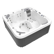 Wellis Lugano Life Premium-Whirlpool mit weißem Innenraum, grauen Außenwänden und integrierten Düsensystemen für 6 Personen