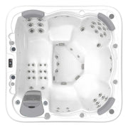 Wellis Lugano Life Premium-Whirlpool von oben mit Massagedüsen, Sitzbereichen und Steuerungselementen
