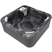Wellis Lugano Life Premium-Whirlpool von oben mit Massagedüsen und Sitzbereichen für 6 Personen