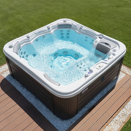 Wellis Lugano Life Premium-Whirlpool mit sprudelndem Wasser auf Terrasse, 6 Personen Gartenbad