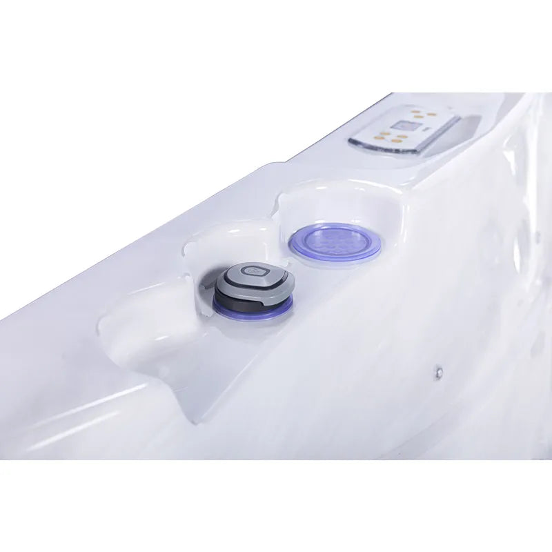 Wellis Lugano Life Whirlpool Bedienelemente mit Kontrollpanel und Düsenventile in Weiß