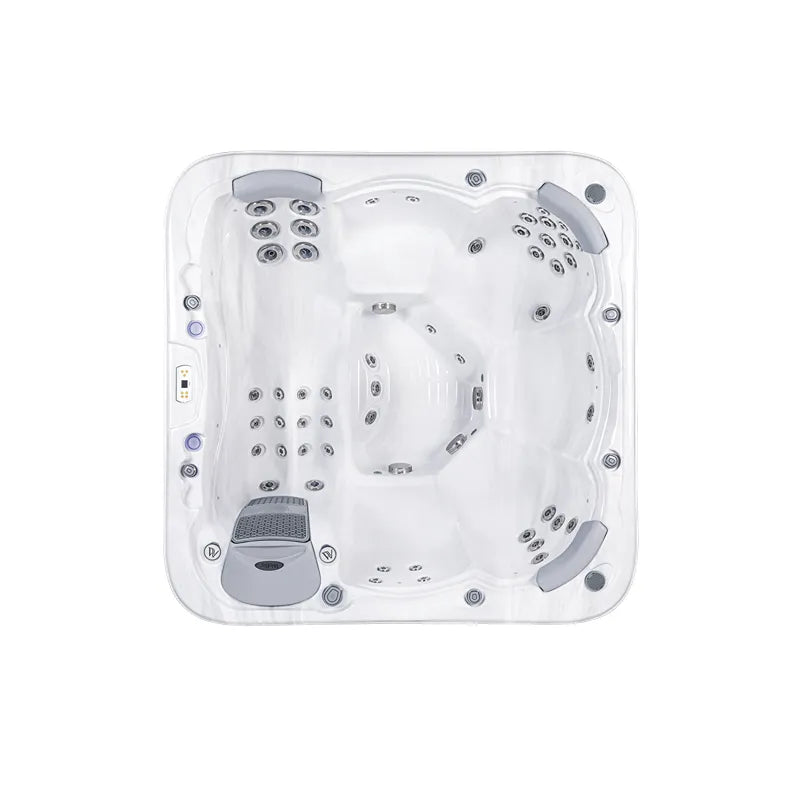 Wellis Lugano Life Premium-Whirlpool mit Massagedüsen und Sitzplätzen von oben