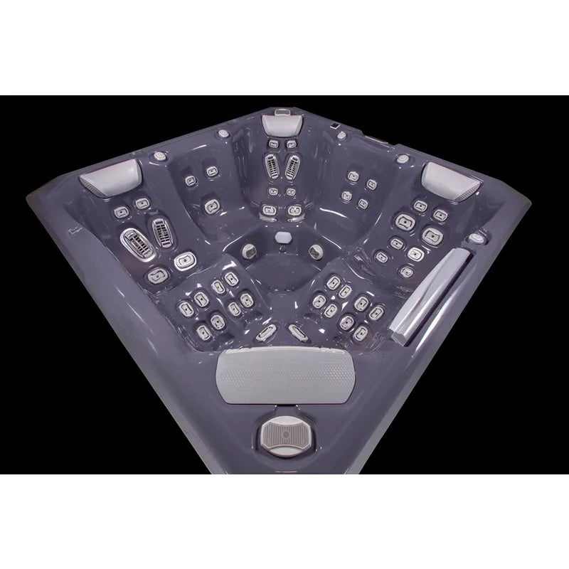 Wellis Makalu Life Premium Whirlpool Draufsicht mit 5 Sitzbereichen, 51 Jets und grauem Innendesign